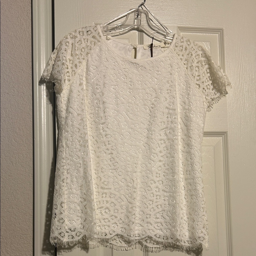 Elegant White Lace Women's Top